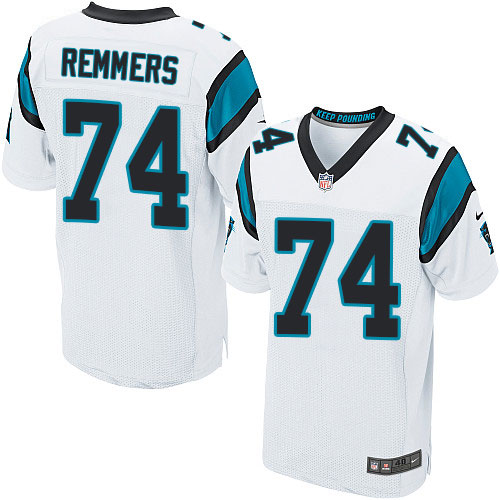 Men's Elite Mike Remmers Nike Jersey White Road - #74 NFL Carolina Panthers